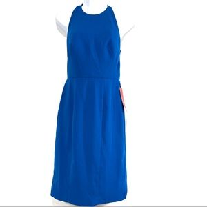Carmen Marc Valvo Blue Mesh Back Sleeveless Mini Dress NWT